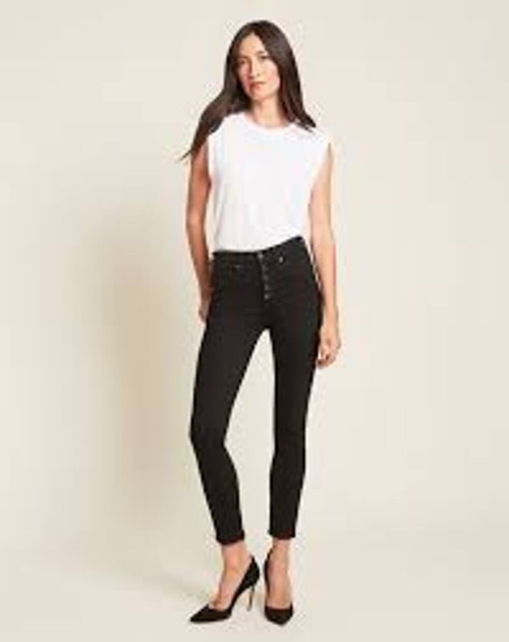 Veronica Beard Debbie High Rise Skinny Jeans Ankle Crop Button Fly Women 26